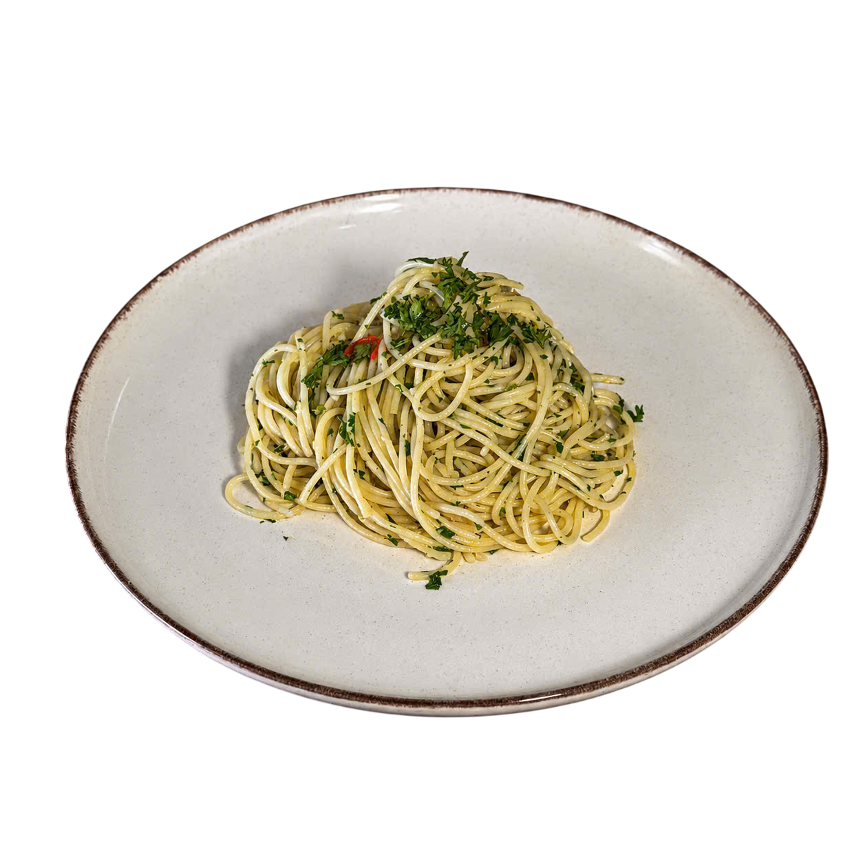 Spaghetti with garlic, olive oil & chili