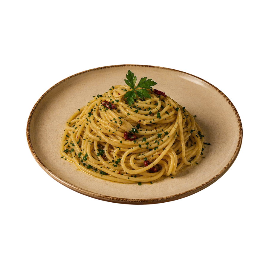 Spaghetti with garlic, olive oil & chili