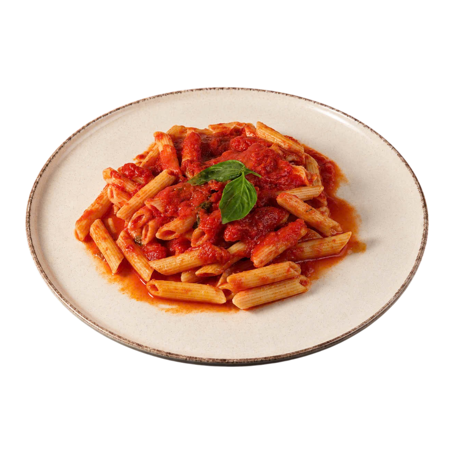 Pasta with tomato sauce and basil